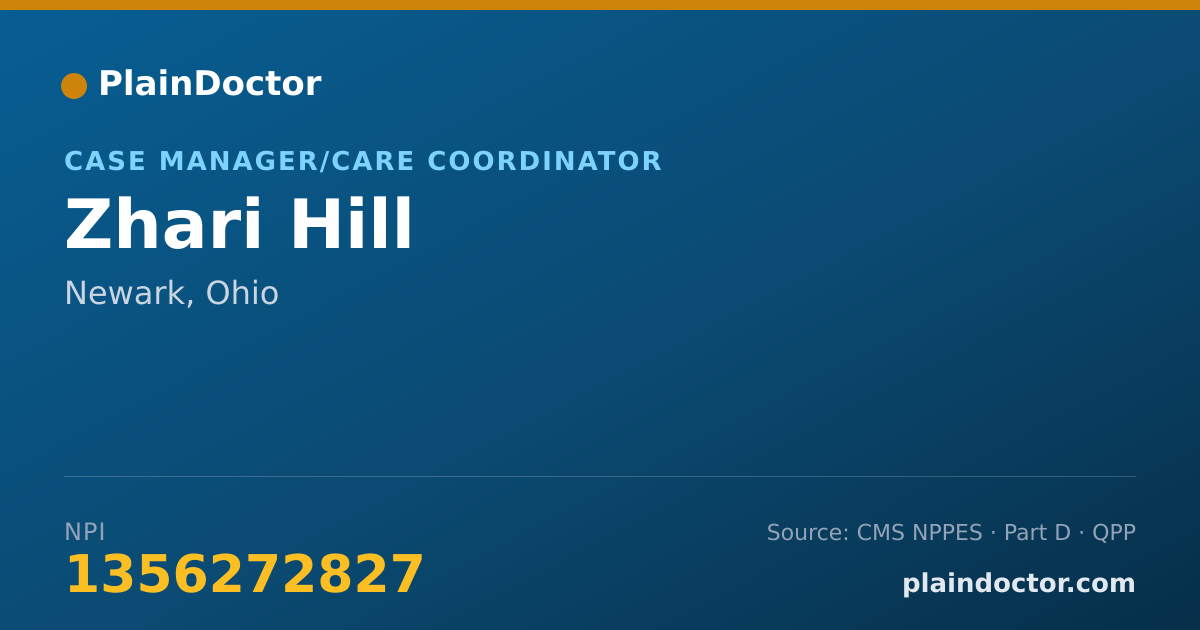 Shareable card for Zhari Hill - Case Manager/Care Coordinator, Newark, OH