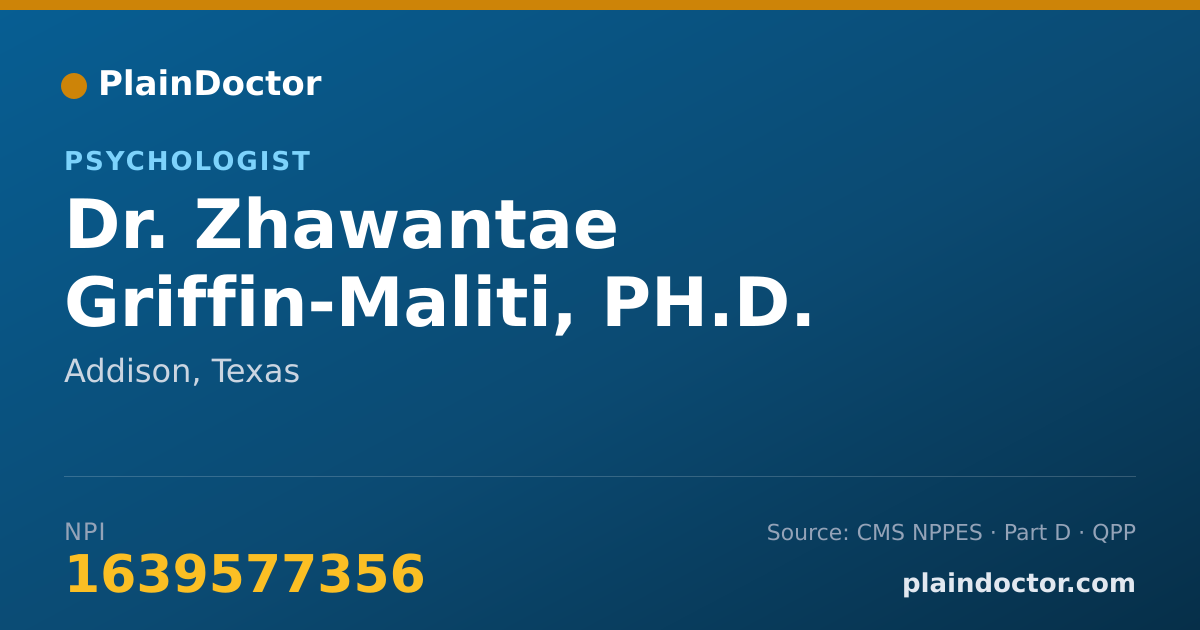 Shareable card for Zhawantae Griffin-Maliti, PH.D. - Psychologist, Addison, TX