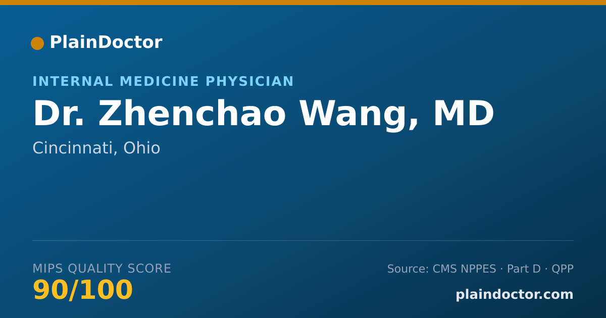 Shareable card for Zhenchao Wang, MD - Internal Medicine Physician, Cincinnati, OH