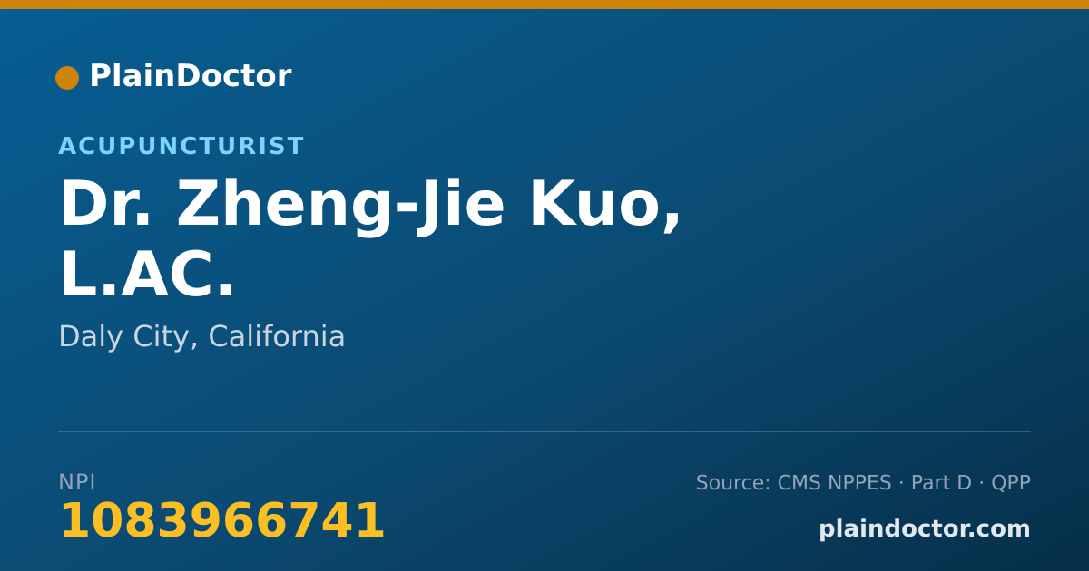 Shareable card for Zheng-Jie Kuo, L.AC. - Acupuncturist, Daly City, CA