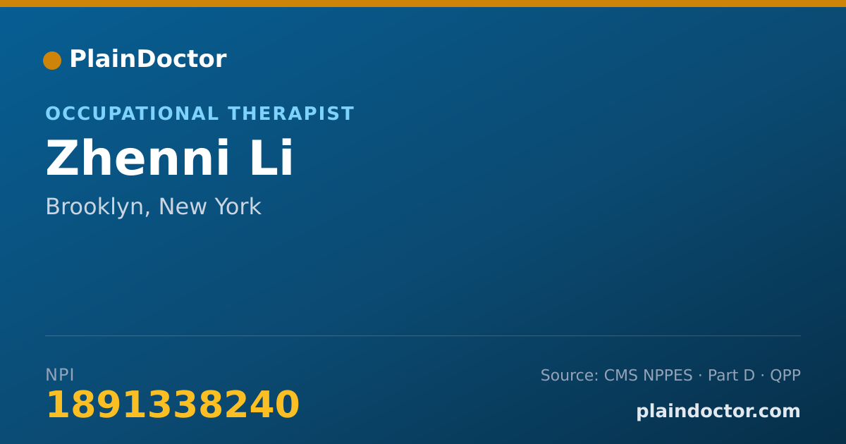 Shareable card for Zhenni Li - Occupational Therapist, Brooklyn, NY