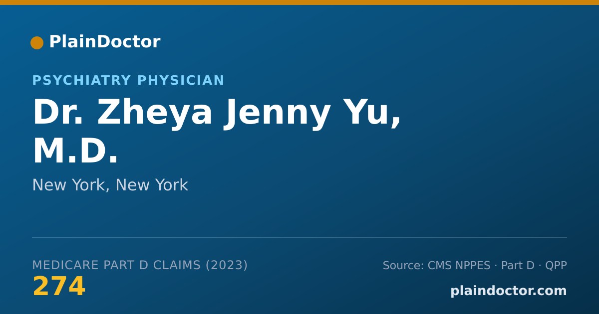 Shareable card for Zheya Jenny Yu, M.D. - Psychiatry Physician, New York, NY