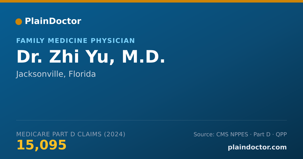 Shareable card for Zhi Yu, M.D. - Family Medicine Physician, Jacksonville, FL