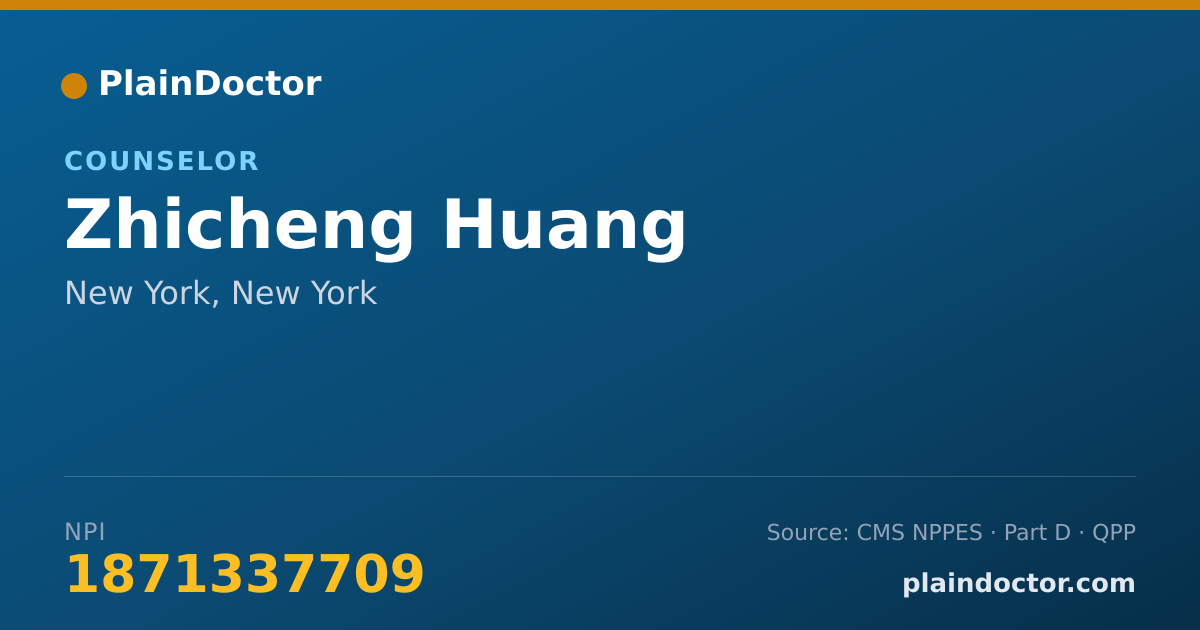 Shareable card for Zhicheng Huang - Counselor, New York, NY