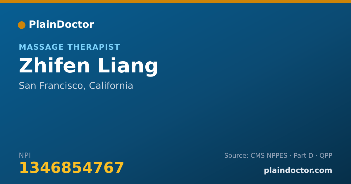Shareable card for Zhifen Liang - Massage Therapist, San Francisco, CA