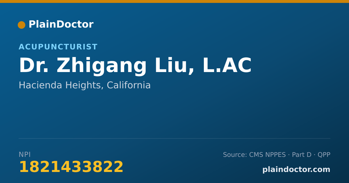 Shareable card for Zhigang Liu, L.AC - Acupuncturist, Hacienda Heights, CA
