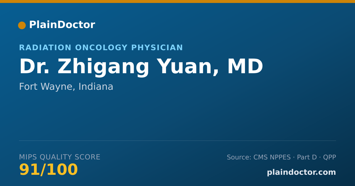 Shareable card for Zhigang Yuan, MD - Radiation Oncology Physician, Fort Wayne, IN