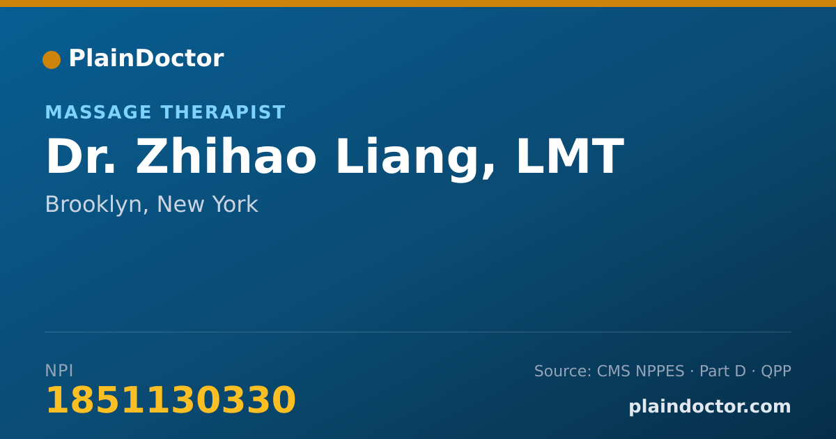 Shareable card for Zhihao Liang, LMT - Massage Therapist, Brooklyn, NY