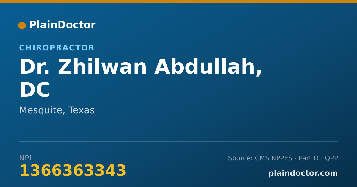 Shareable card for Zhilwan Abdullah, DC - Chiropractor, Mesquite, TX