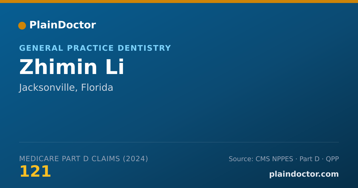 Shareable card for Zhimin Li - General Practice Dentistry, Jacksonville, FL