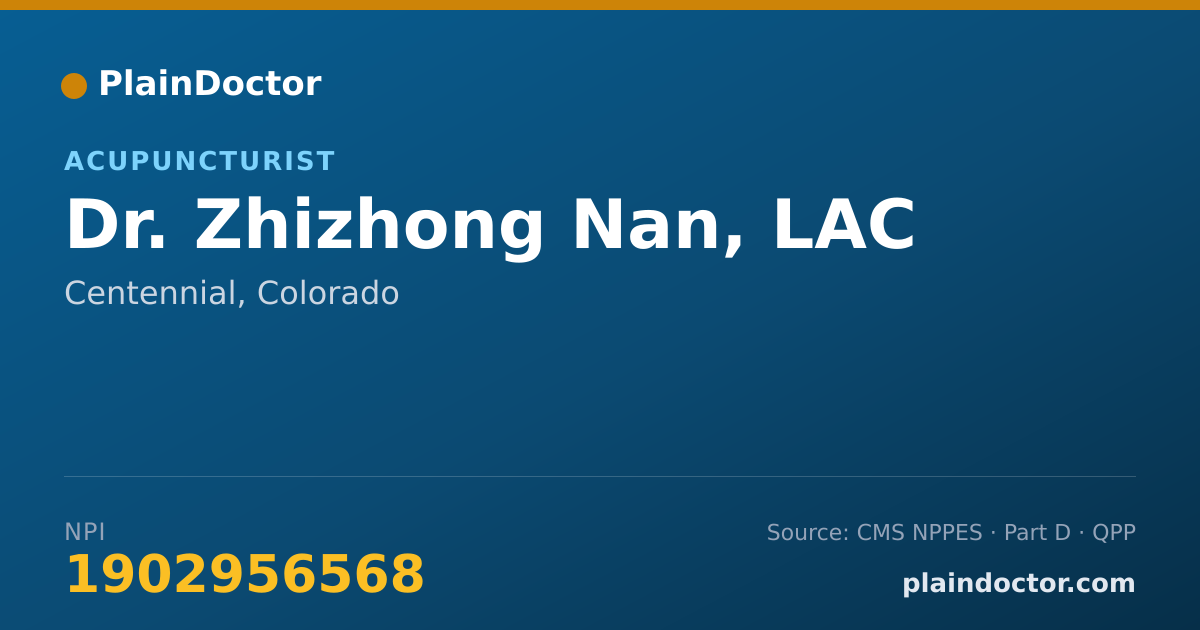 Shareable card for Zhizhong Nan, LAC - Acupuncturist, Centennial, CO