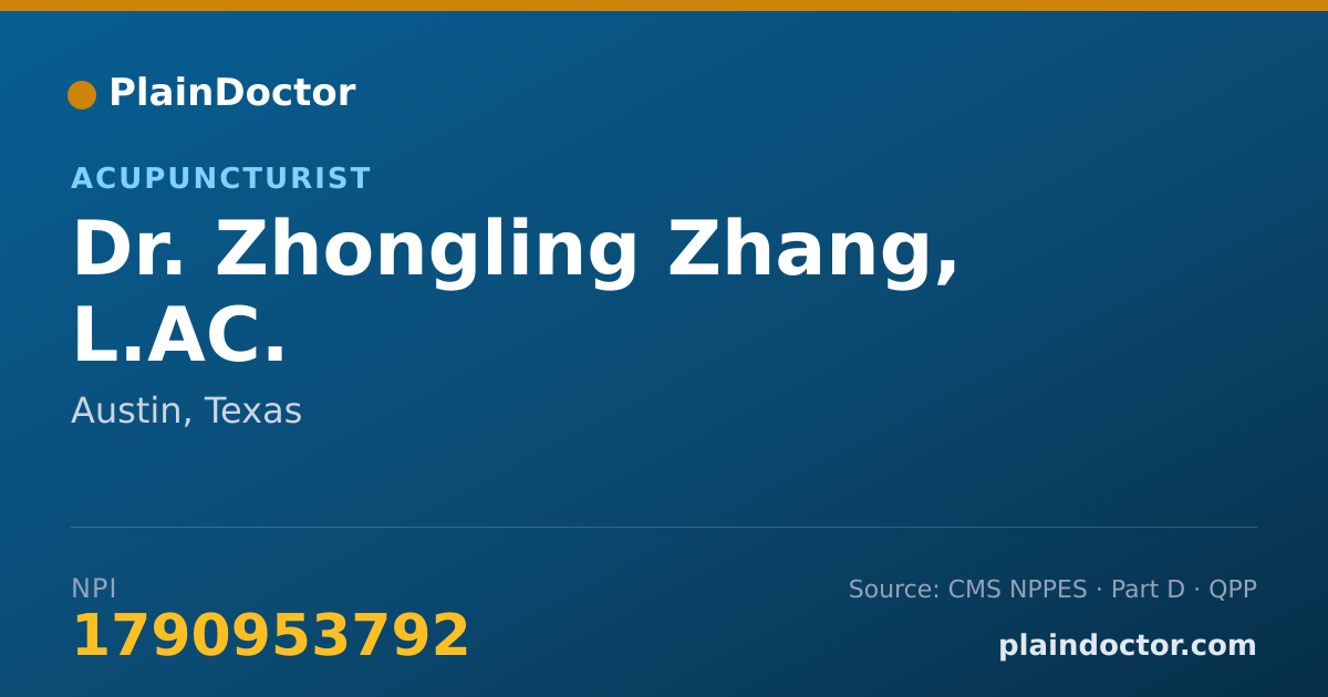 Shareable card for Zhongling Zhang, L.AC. - Acupuncturist, Austin, TX