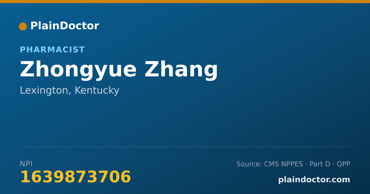 Shareable card for Zhongyue Zhang - Pharmacist, Lexington, KY