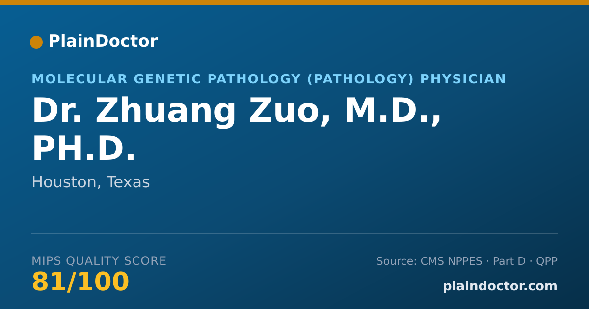 Shareable card for Zhuang Zuo, M.D., PH.D. - Molecular Genetic Pathology (Pathology) Physician, Houston, TX