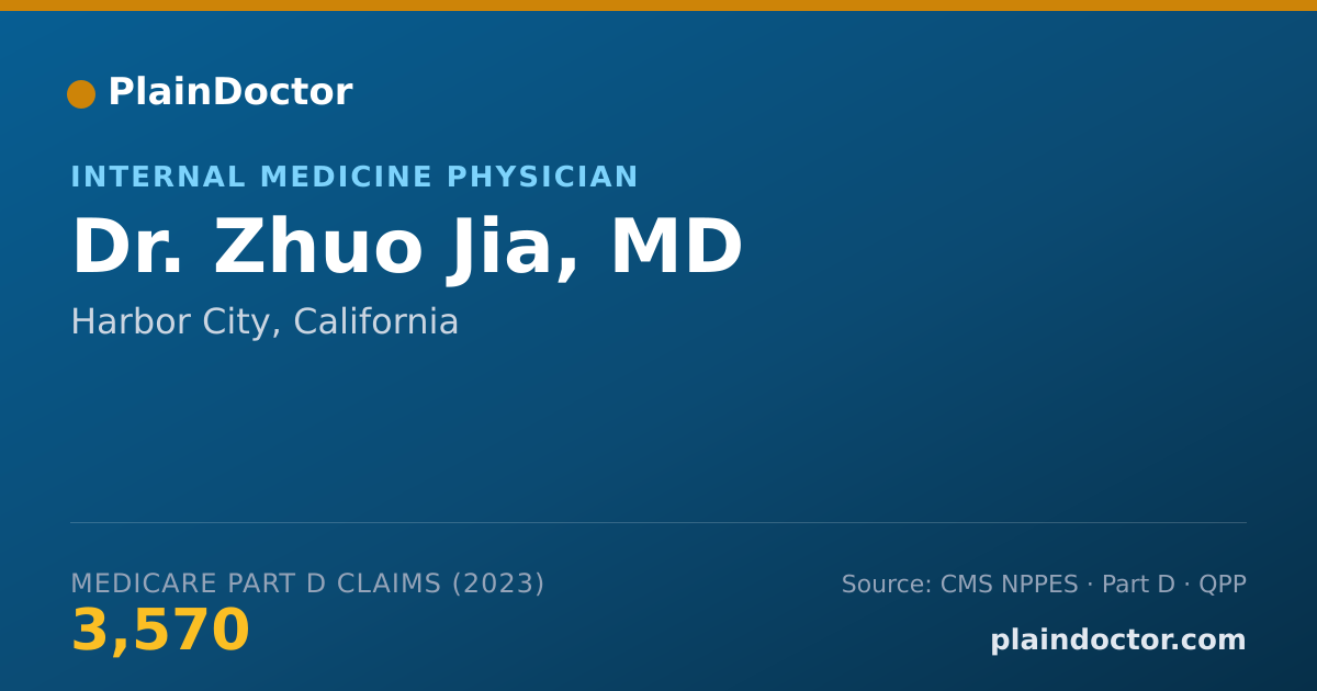 Shareable card for Zhuo Jia, MD - Internal Medicine Physician, Harbor City, CA