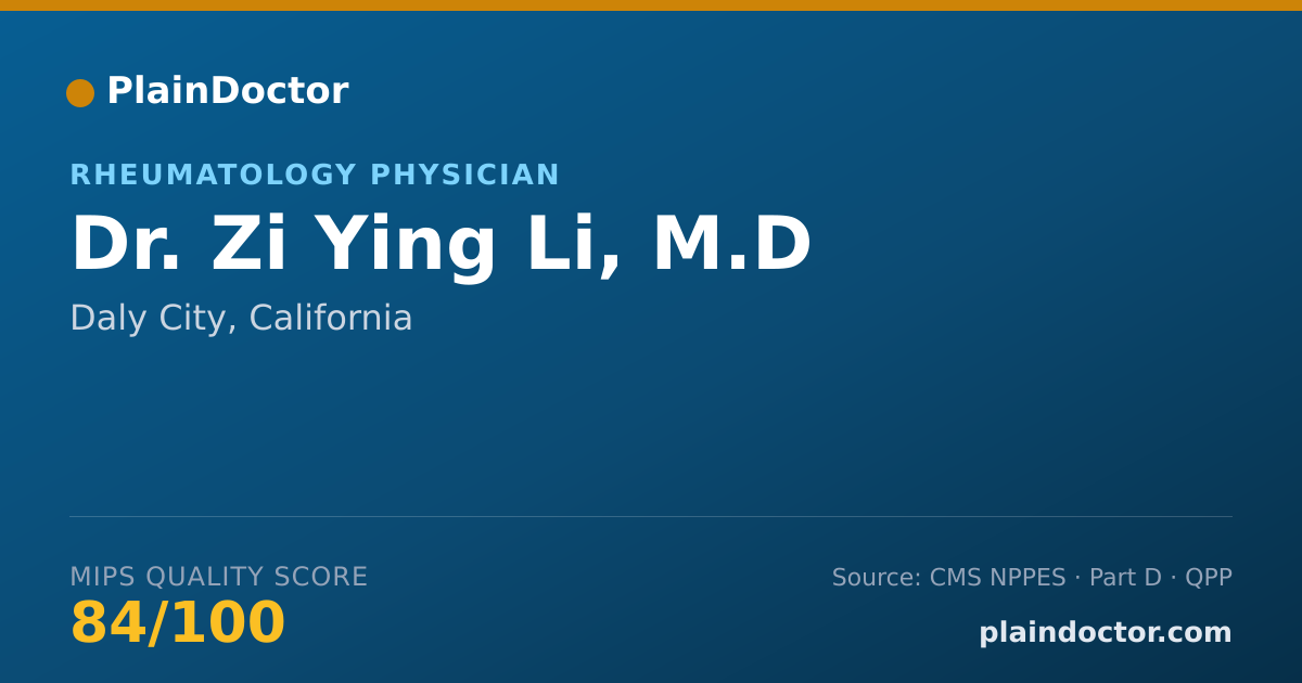 Shareable card for Zi Ying Li, M.D - Rheumatology Physician, Daly City, CA