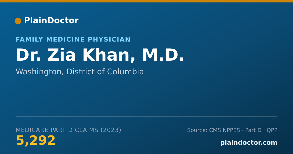 Shareable card for Zia Khan, M.D. - Family Medicine Physician, Washington, DC