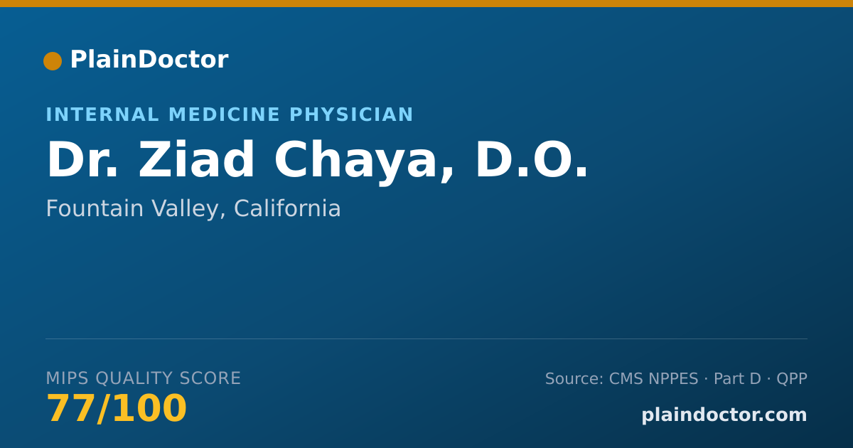 Shareable card for Ziad Chaya, D.O. - Internal Medicine Physician, Fountain Valley, CA
