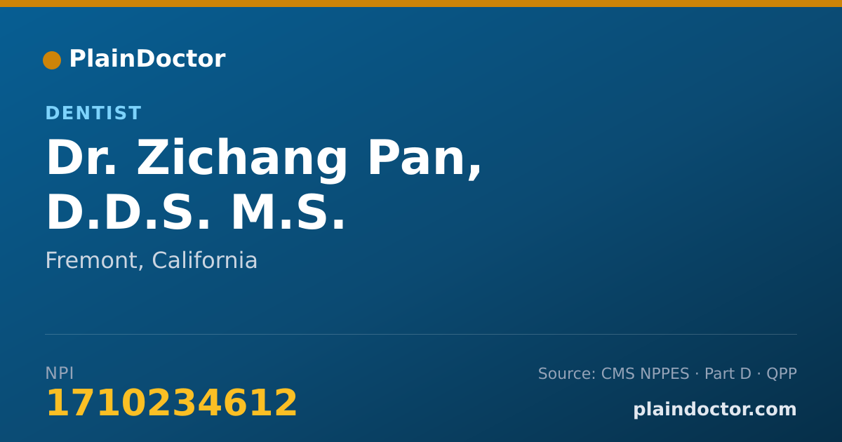 Shareable card for Zichang Pan, D.D.S. M.S. - Dentist, Fremont, CA