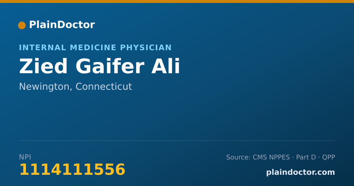 Shareable card for Zied Gaifer Ali - Internal Medicine Physician, Newington, CT