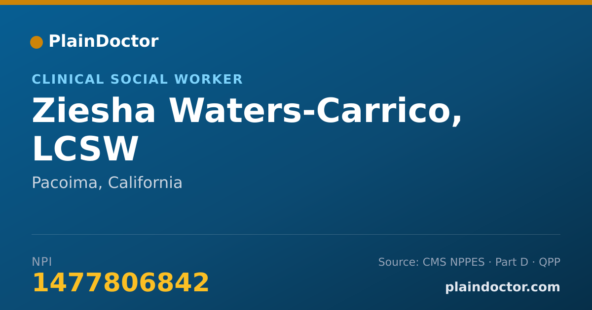 Shareable card for Ziesha Waters-Carrico, LCSW - Clinical Social Worker, Pacoima, CA