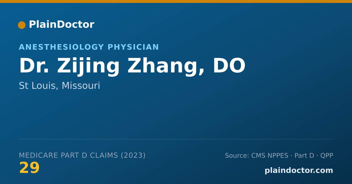 Shareable card for Zijing Zhang, DO - Anesthesiology Physician, St Louis, MO