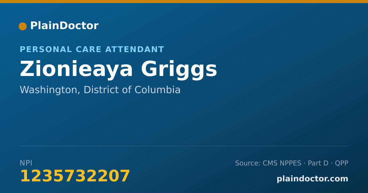 Shareable card for Zionieaya Griggs - Personal Care Attendant, Washington, DC