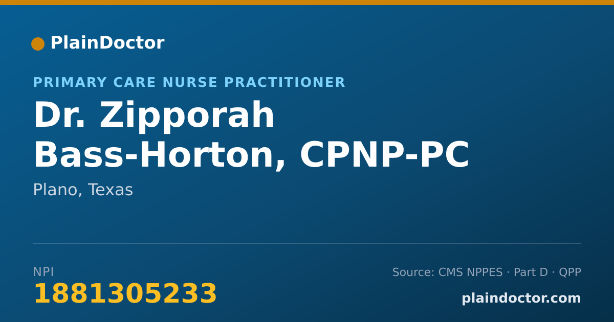 Shareable card for Zipporah Bass-Horton, CPNP-PC - Primary Care Nurse Practitioner, Plano, TX