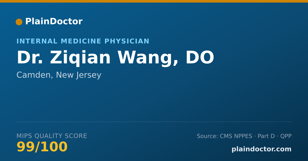 Shareable card for Ziqian Wang, DO - Internal Medicine Physician, Camden, NJ