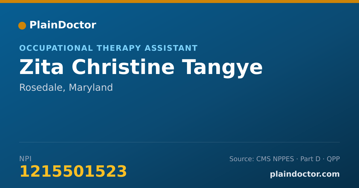 Shareable card for Zita Christine Tangye - Occupational Therapy Assistant, Rosedale, MD
