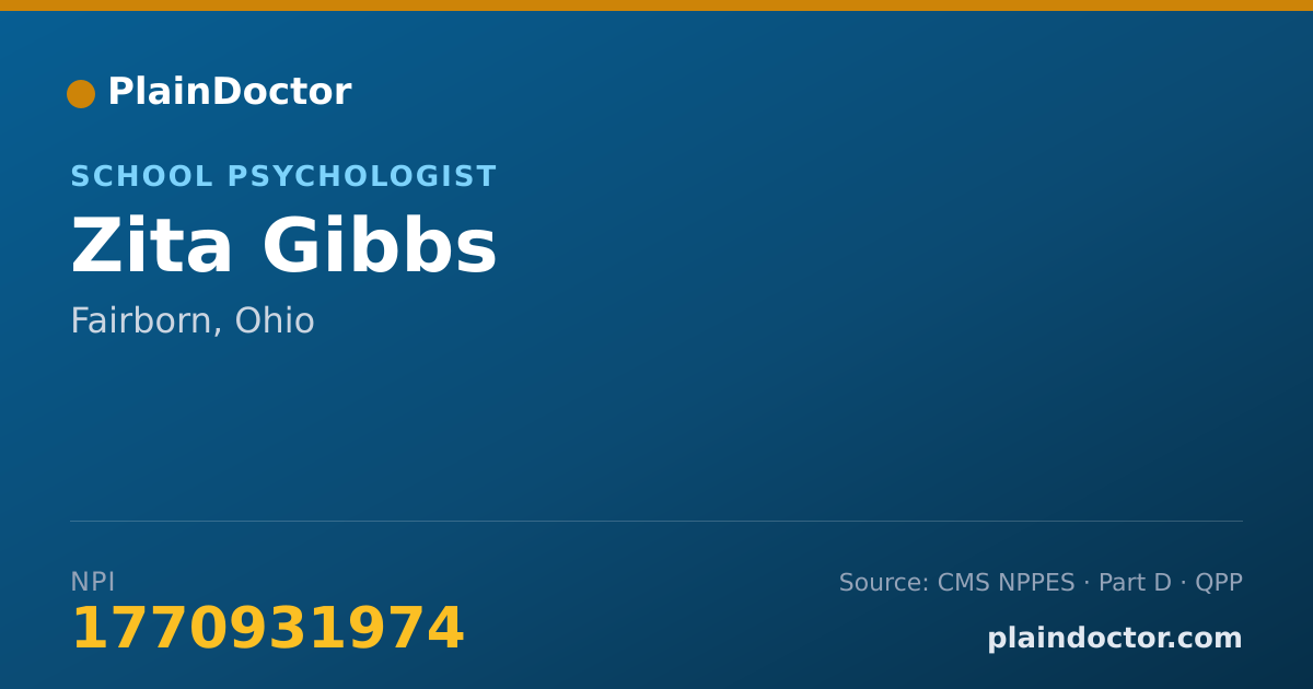 Shareable card for Zita Gibbs - School Psychologist, Fairborn, OH