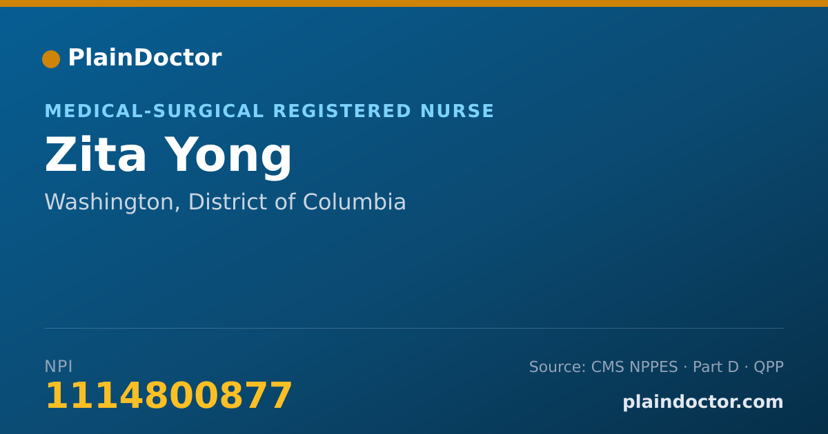 Shareable card for Zita Yong - Medical-Surgical Registered Nurse, Washington, DC