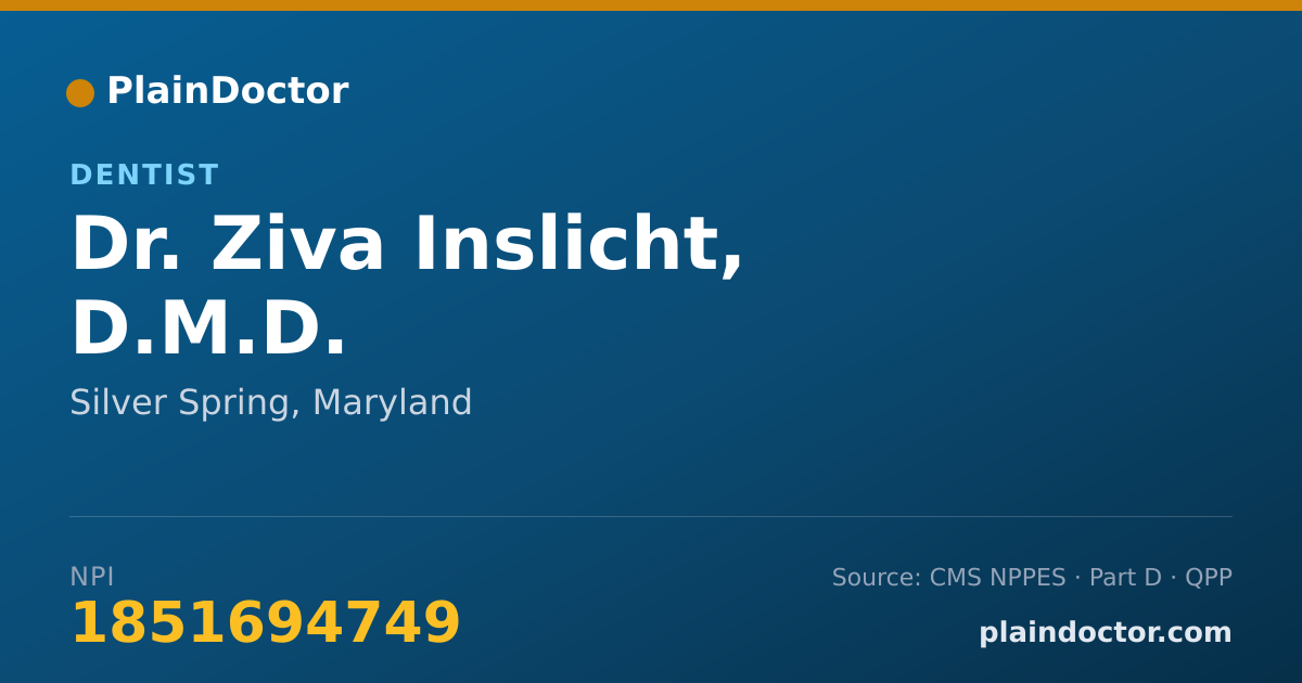 Shareable card for Ziva Inslicht, D.M.D. - Dentist, Silver Spring, MD