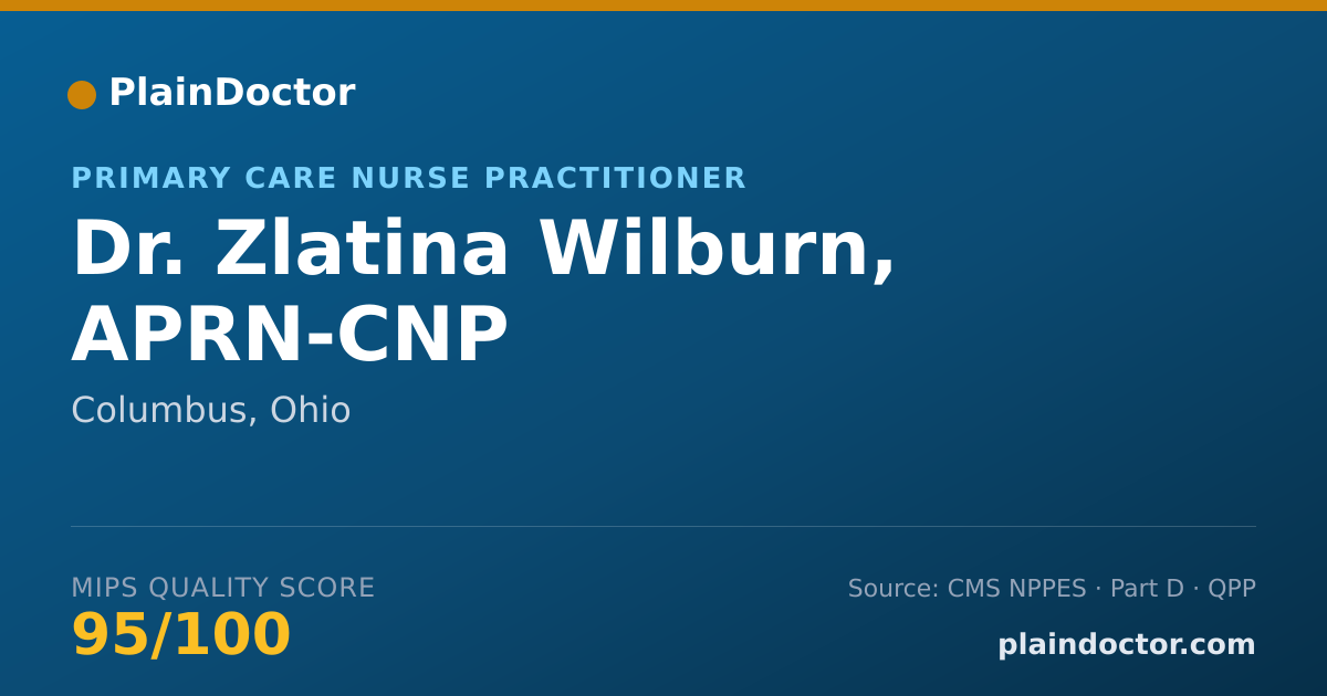 Shareable card for Zlatina Wilburn, APRN-CNP - Primary Care Nurse Practitioner, Columbus, OH