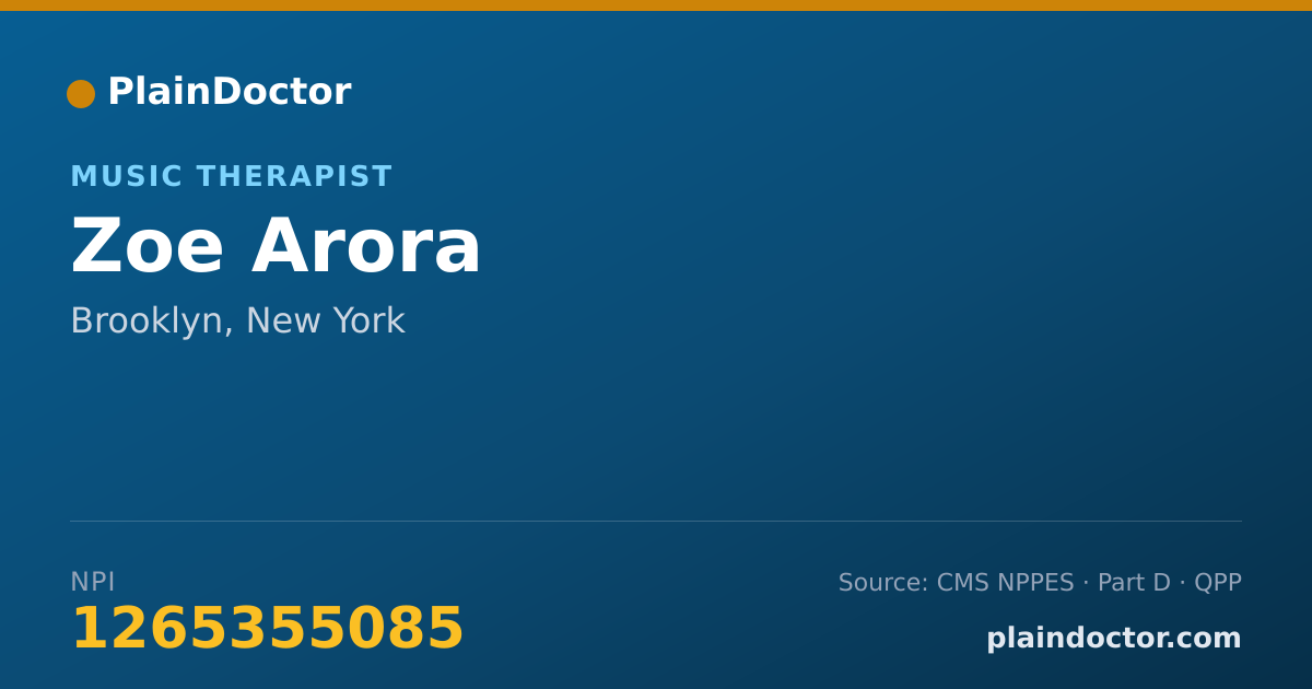 Shareable card for Zoe Arora - Music Therapist, Brooklyn, NY