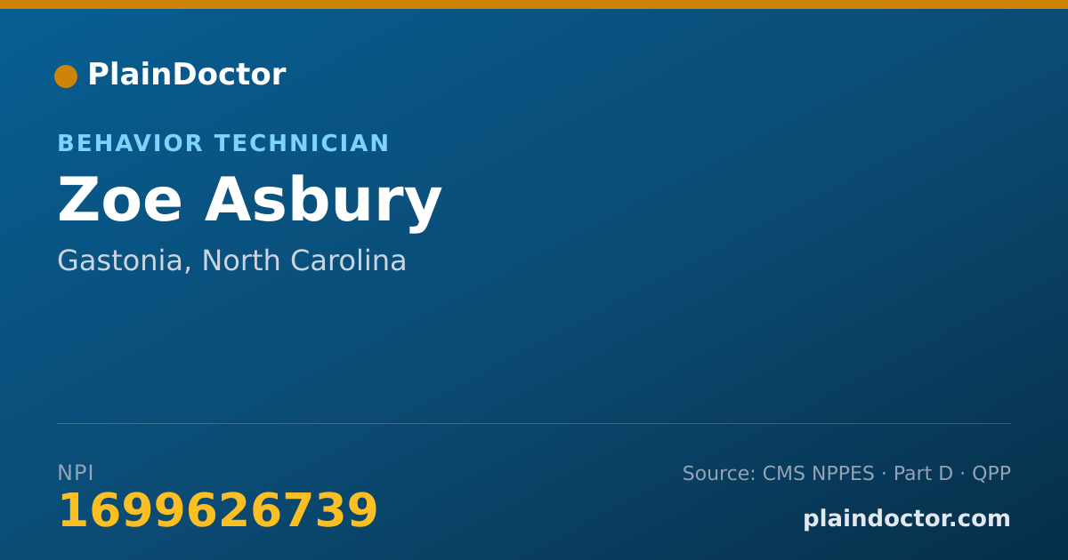Shareable card for Zoe Asbury - Behavior Technician, Gastonia, NC