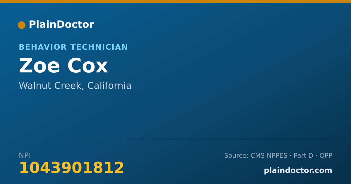 Shareable card for Zoe Cox - Behavior Technician, Walnut Creek, CA
