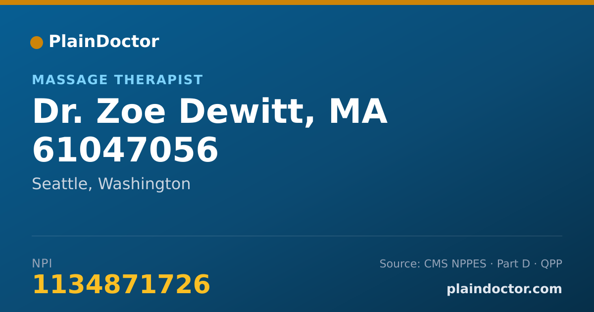 Shareable card for Zoe Dewitt, MA 61047056 - Massage Therapist, Seattle, WA