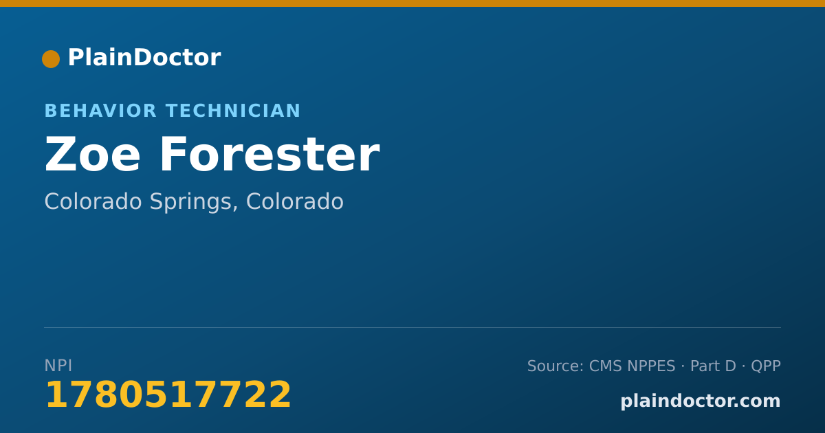 Shareable card for Zoe Forester - Behavior Technician, Colorado Springs, CO
