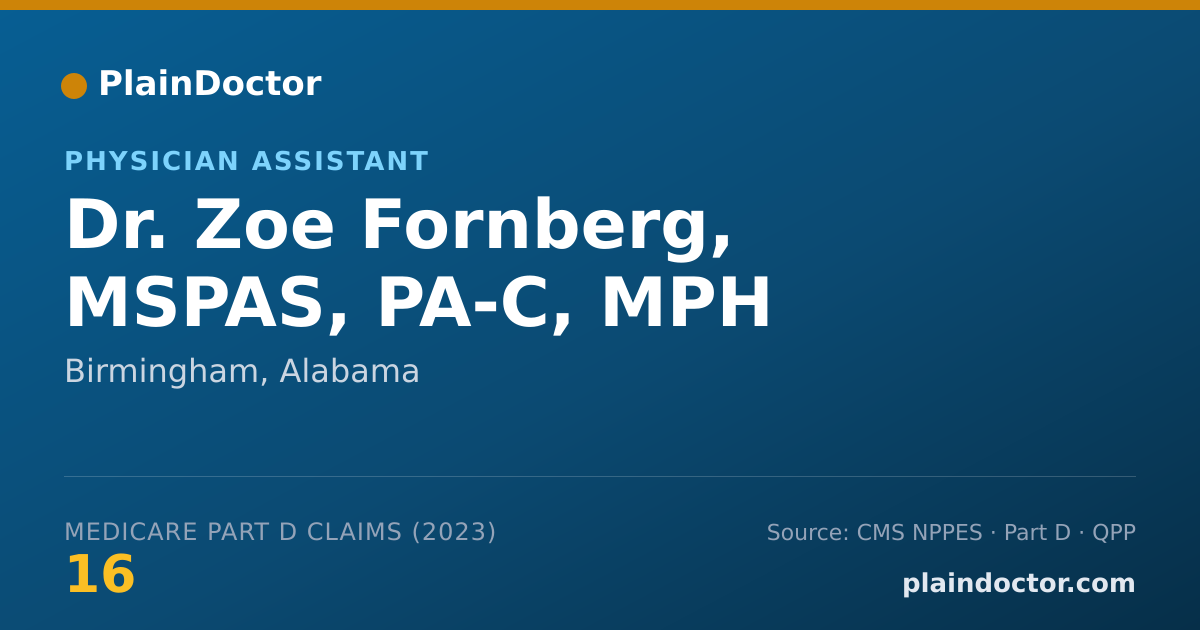 Shareable card for Zoe Fornberg, MSPAS, PA-C, MPH - Physician Assistant, Birmingham, AL