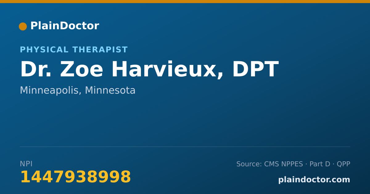 Shareable card for Zoe Harvieux, DPT - Physical Therapist, Minneapolis, MN