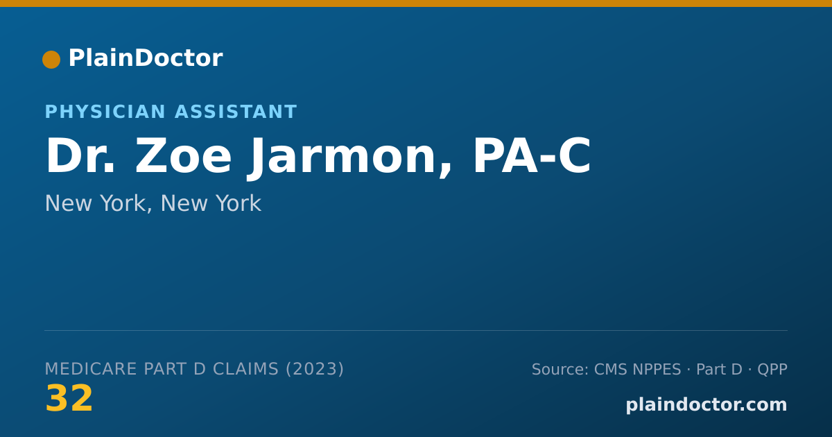 Shareable card for Zoe Jarmon, PA-C - Physician Assistant, New York, NY