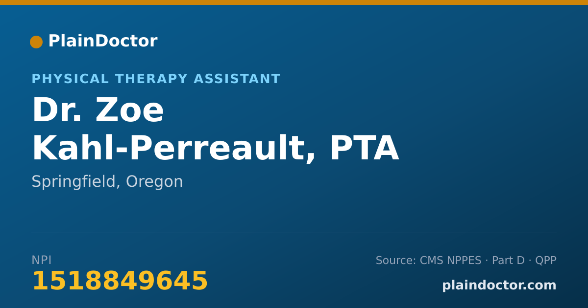 Shareable card for Zoe Kahl-Perreault, PTA - Physical Therapy Assistant, Springfield, OR