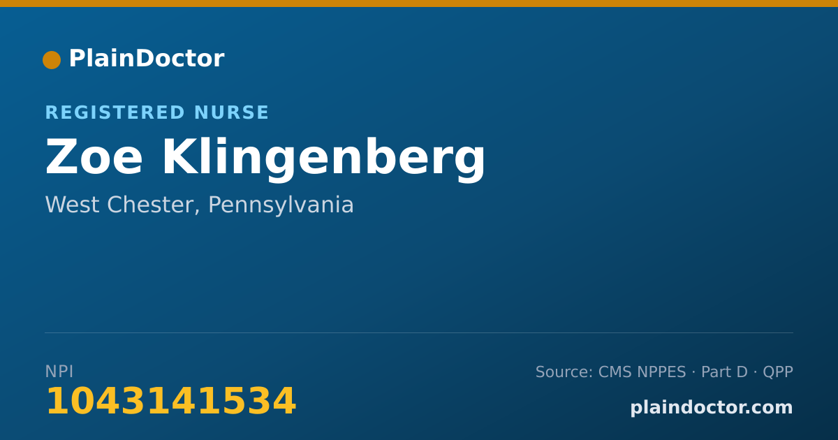 Shareable card for Zoe Klingenberg - Registered Nurse, West Chester, PA