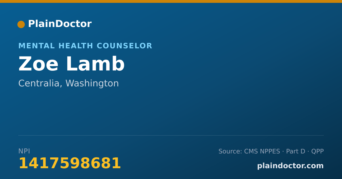 Shareable card for Zoe Lamb - Mental Health Counselor, Centralia, WA