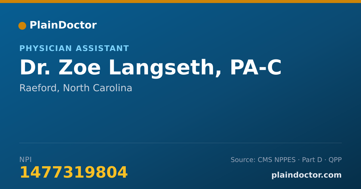 Shareable card for Zoe Langseth, PA-C - Physician Assistant, Raeford, NC
