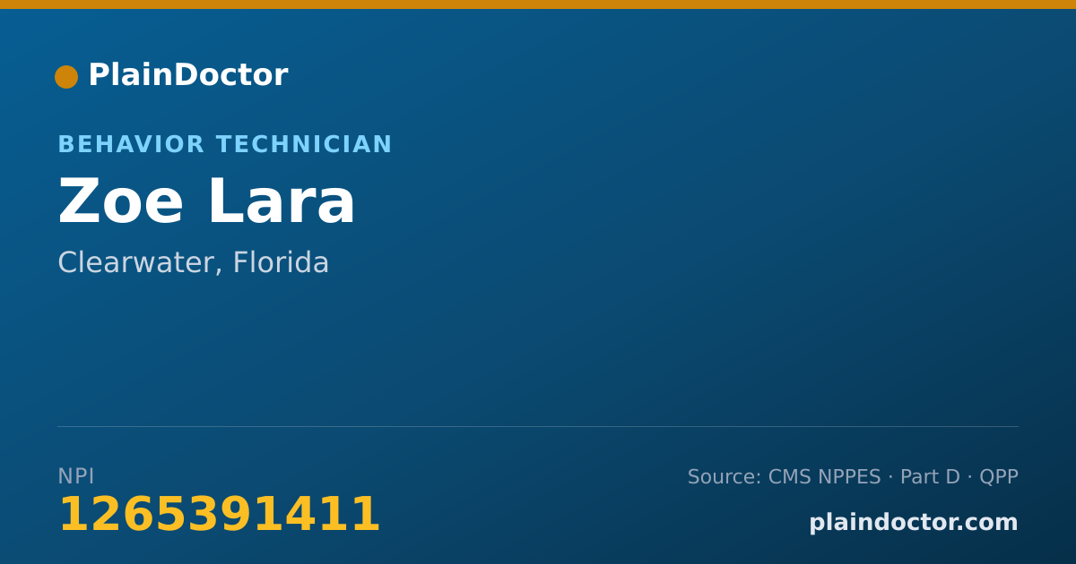 Shareable card for Zoe Lara - Behavior Technician, Clearwater, FL