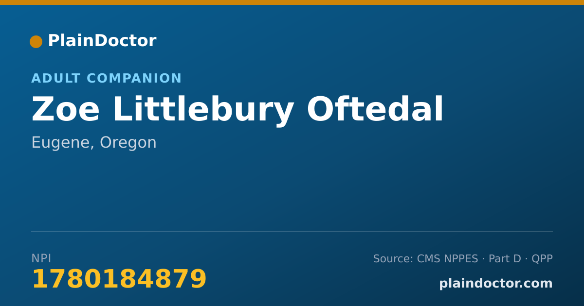 Shareable card for Zoe Littlebury Oftedal - Adult Companion, Eugene, OR