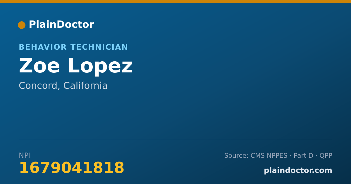 Shareable card for Zoe Lopez - Behavior Technician, Concord, CA