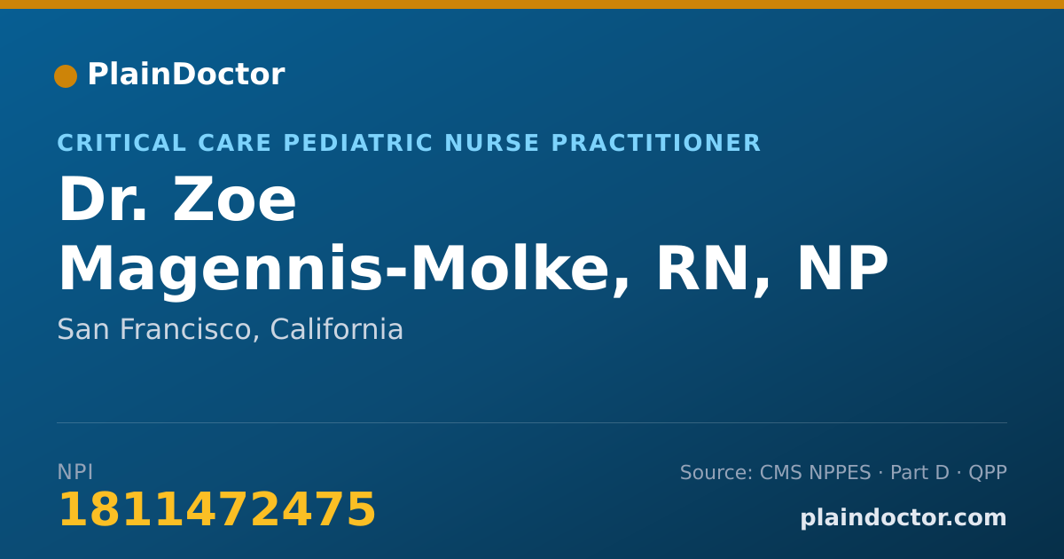 Shareable card for Zoe Magennis-Molke, RN, NP - Critical Care Pediatric Nurse Practitioner, San Francisco, CA